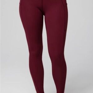 NWT- Fabletics PureLuxe HW Pocket Full length Leggings -MERLOT (27” inseam)